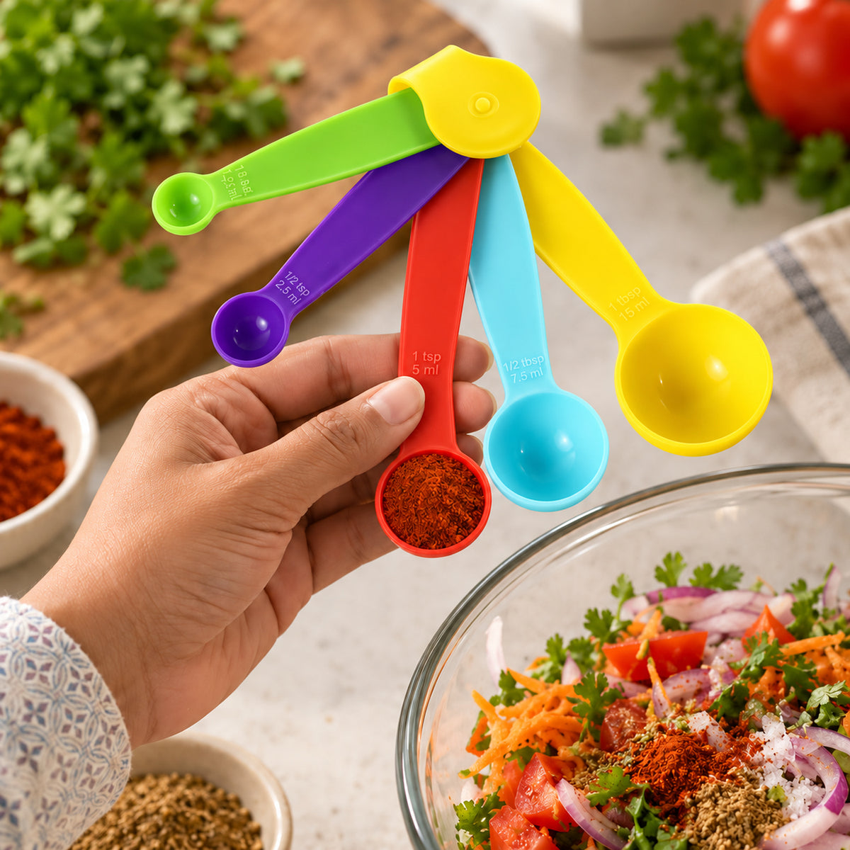 Plastic Measuring Spoons Set – 5 Pcs for Baking & Cooking | Bake & Dwell
