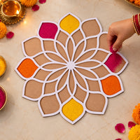 Lotus Petal Rangoli Stencil Board for Diwali, Puja and Festival Floor Decor