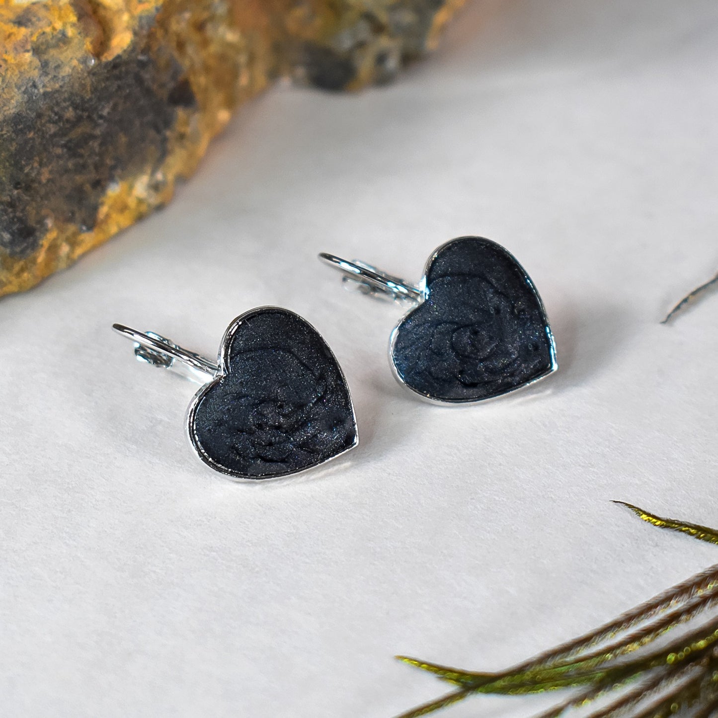 Midnight Love Black Heart Earrings