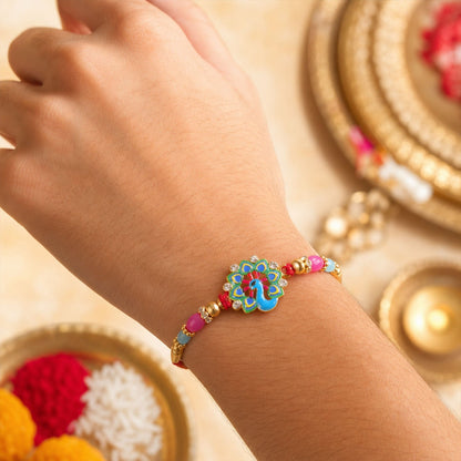 Peacock Rakhi for Brother Beaded Designer Traditional Rakhi (10pcs)