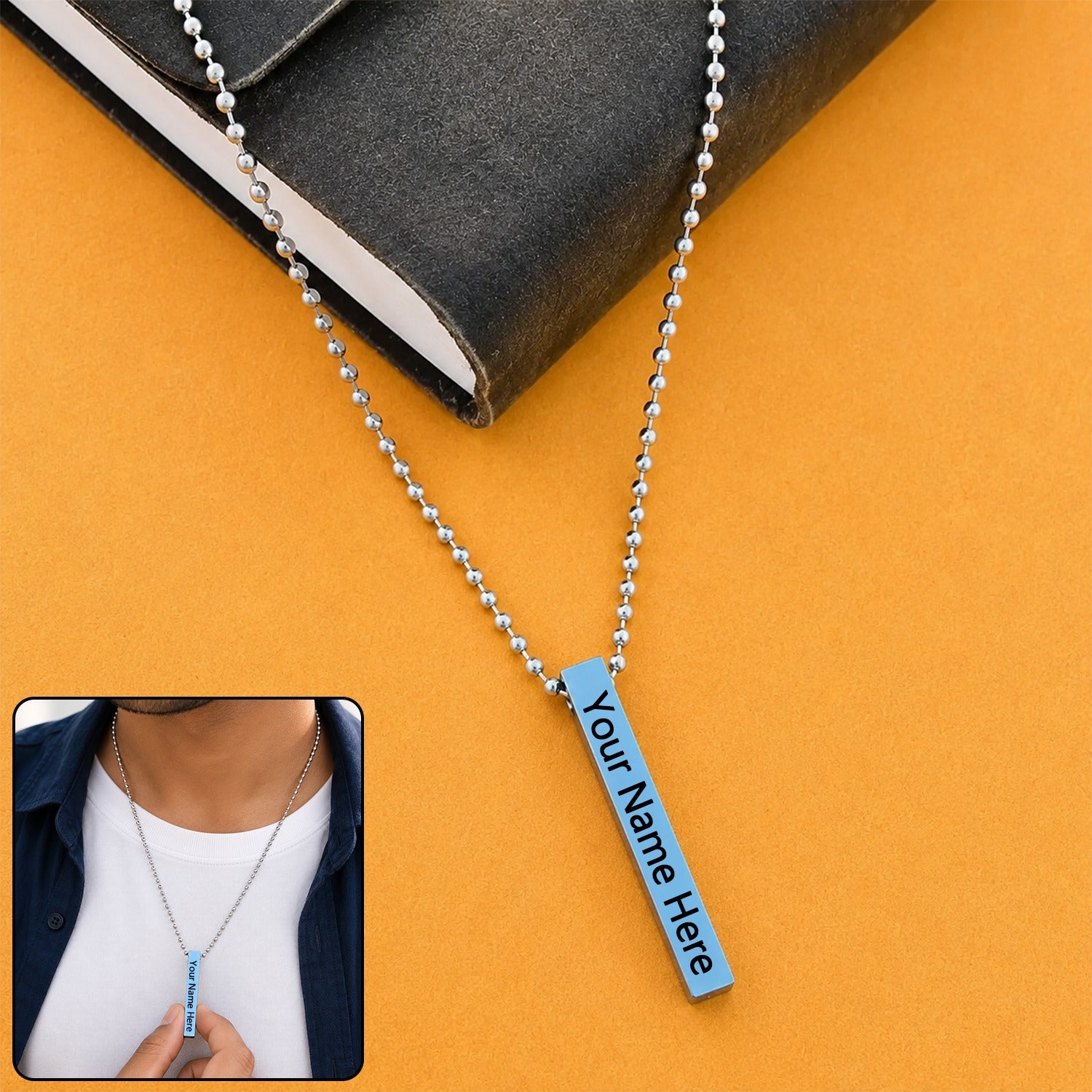 Customize Stainless Steel Locket Necklace – Minimalist Stick Pendant | Menclave