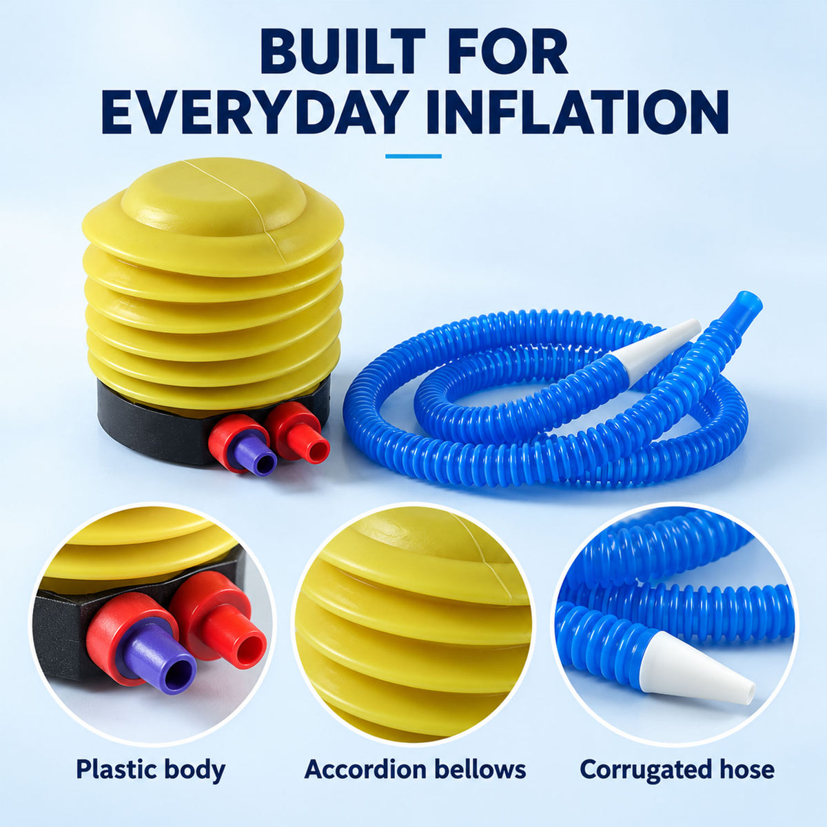 Manual Foot Press Air Pump with Flexible Hose and Tapered Nozzle (1 Pc)