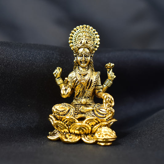 Gold-Plated Lakshmi Mata Murti - Divine Metal Statue for Wealth & Prosperity