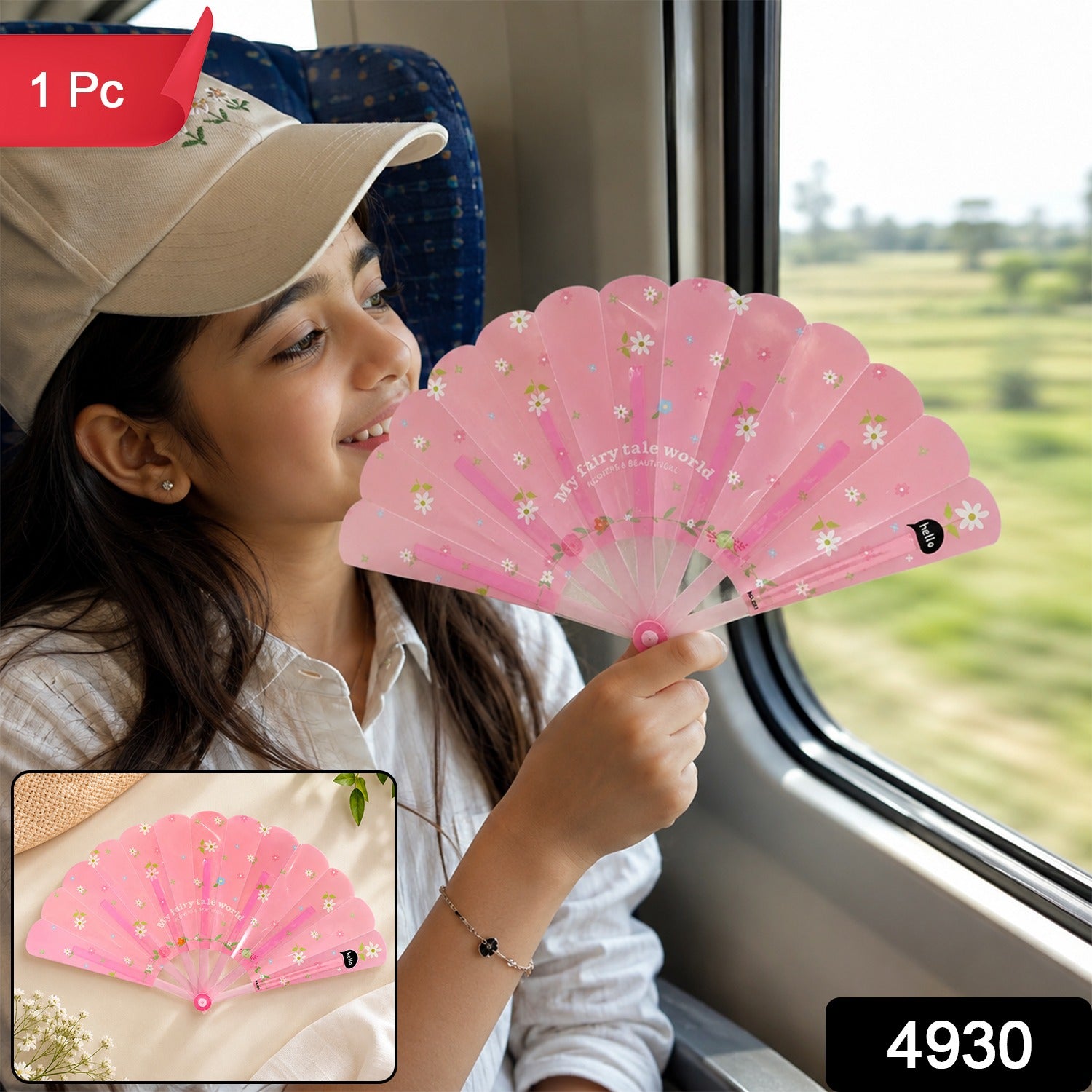 Foldable Hand Fan for Travel Compact Pocket Size Cooling Fan (1 Pc)