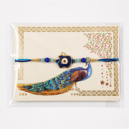 Apple Motif Evil Eye Enamel Blue Bead Traditional Rakhi