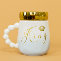 Luxury White Ceramic Coffee Mug with Golden Lid – 