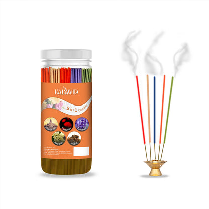 Premium Agarbatti 5 In 1 Combo with Bharatvasi, Fantasiya, Lavender, Kewada, Gugal Fragrances for Relaxation & Daily Use (400 Gm)