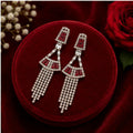 Premium Earrings red ad stone and white sliver stone earrings set