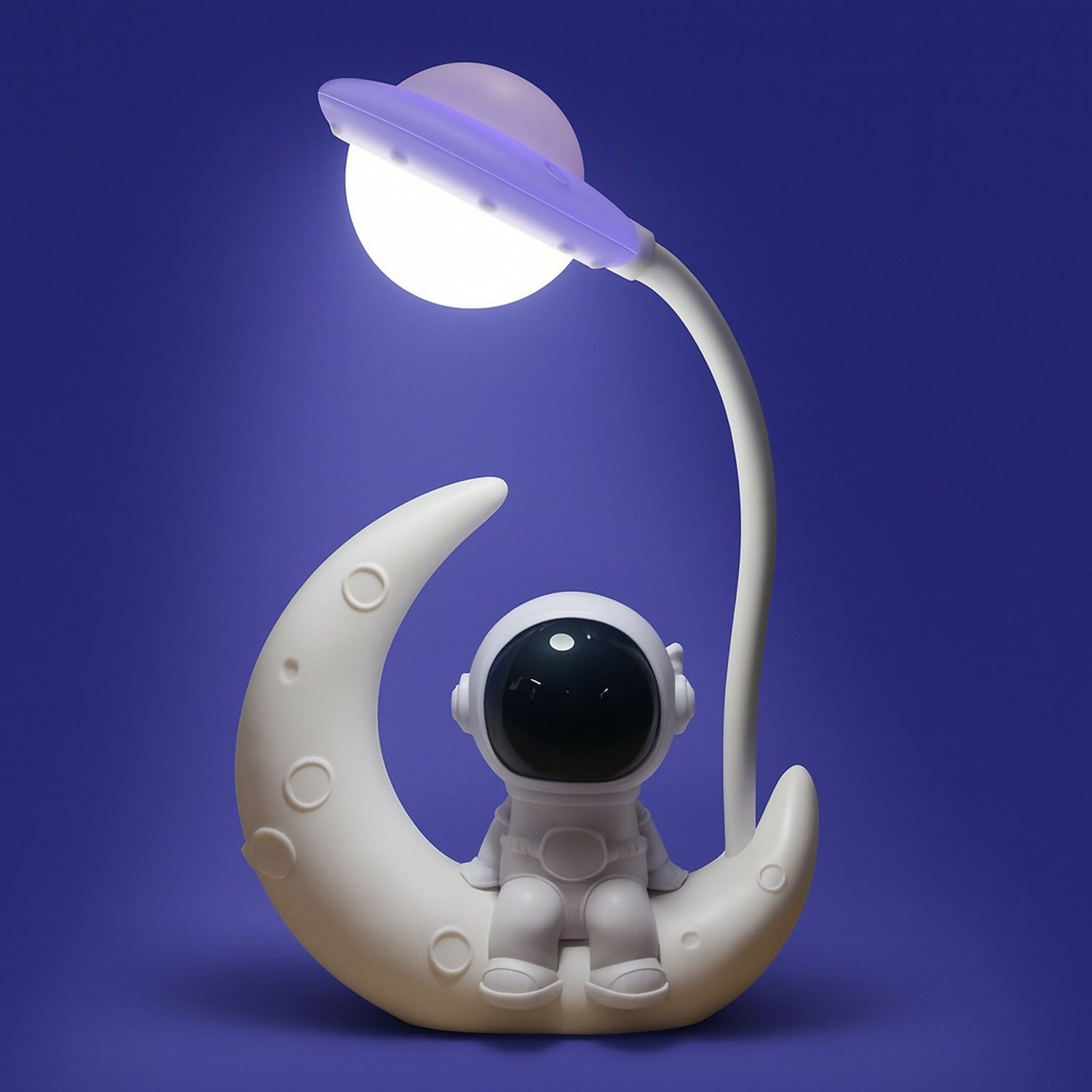 Astronaut Moon LED Night Lamp with Touch Control, USB Rechargeable
