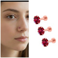 Ruby Red Nosepin Stud – Rose Gold Flat Back Comfort Pack of 3