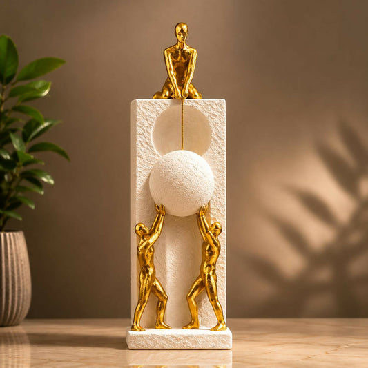 Modern abstract human sculpture in contemporary decor setting