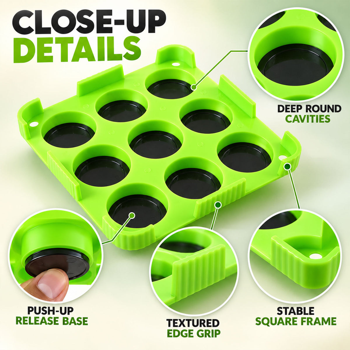 9 Cavity Cutlet and Aloo Tikki Maker Mould with Removable Base Inserts