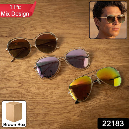 Stylish Fancy Mix Design Sunglasses for Men and Women Metal Frame (1 Pc)