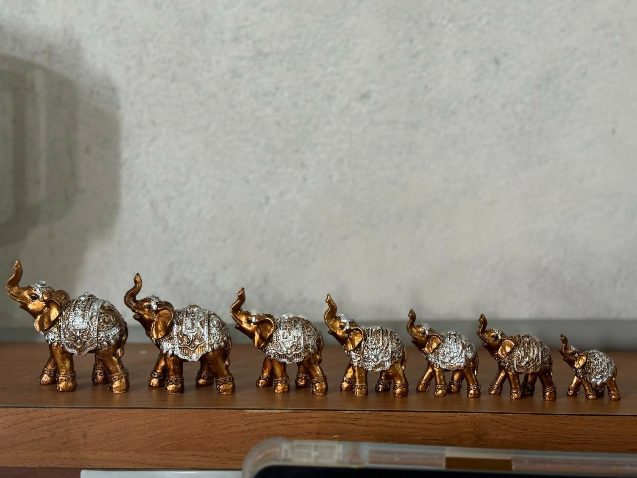 Gold Silver Elephant Family Showpiece Set for Home Décor & Gifting