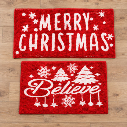Christmas Decorative Chenille Floor Mat, Mixed Design and Size (1 Pc)