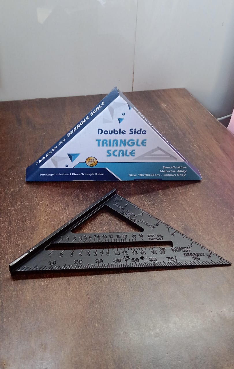 Double Side Scale Triangle / Ruler Measurement Hand Tool (1 Pc / Black)