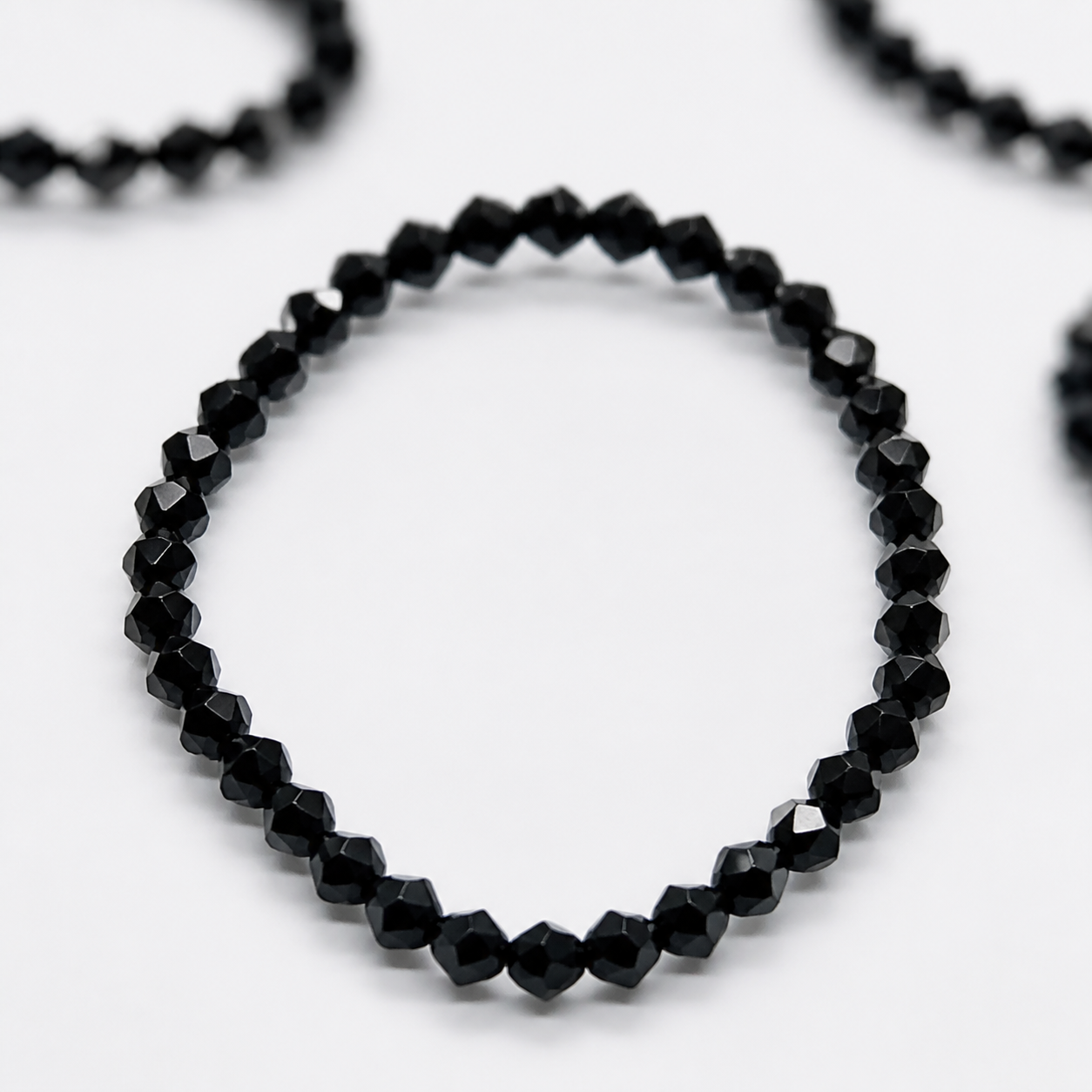 Black Crystal Beaded Stretch Bracelet Set for Women Elegant Elastic Stackable Jewelry