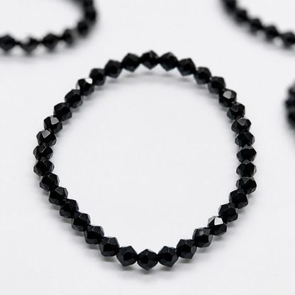 Black Crystal Beaded Stretch Bracelet Set for Women Elegant Elastic Stackable Jewelry