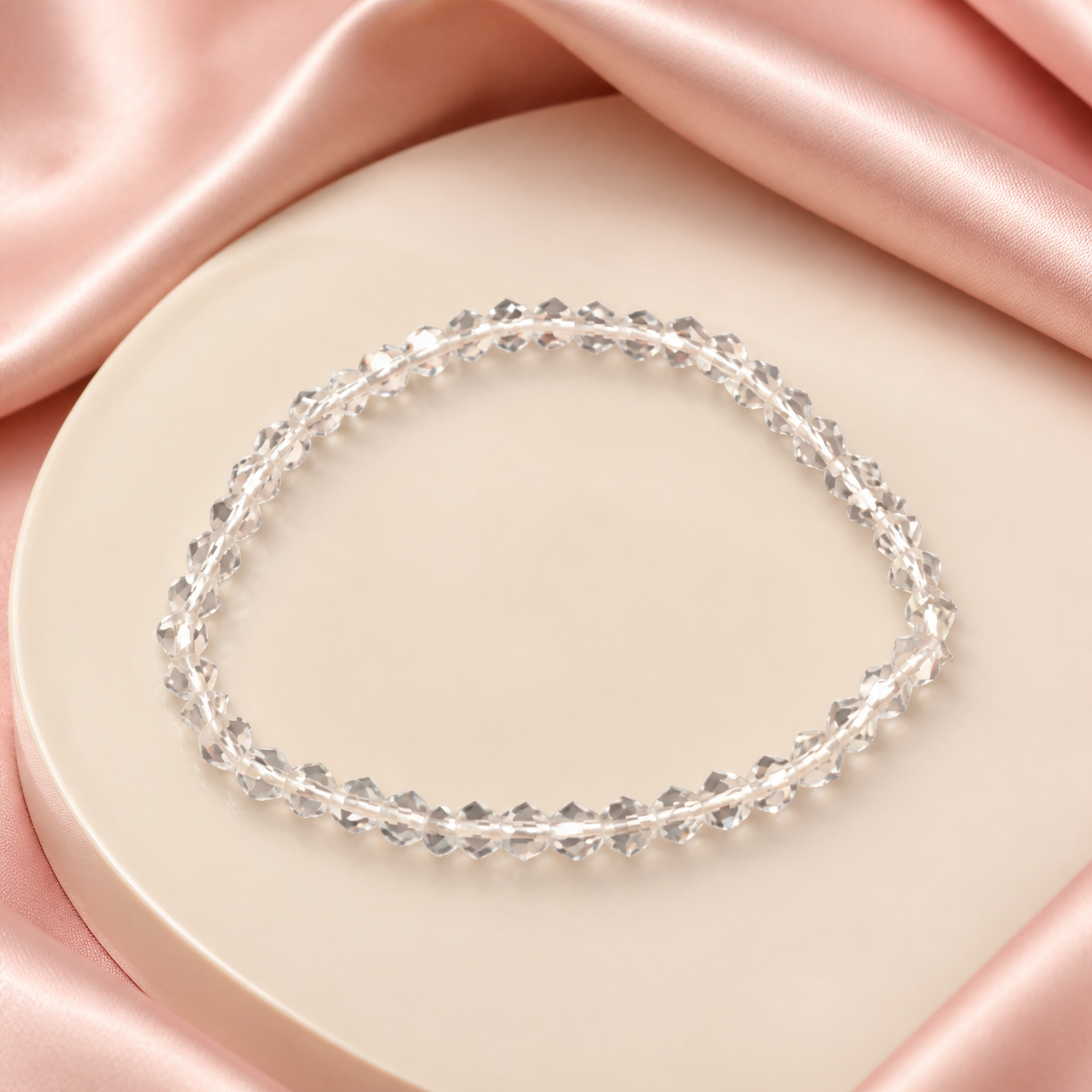 Clear Crystal Beaded Stretch Bracelet Set for Women Elegant Stackable Fashion Jewelry