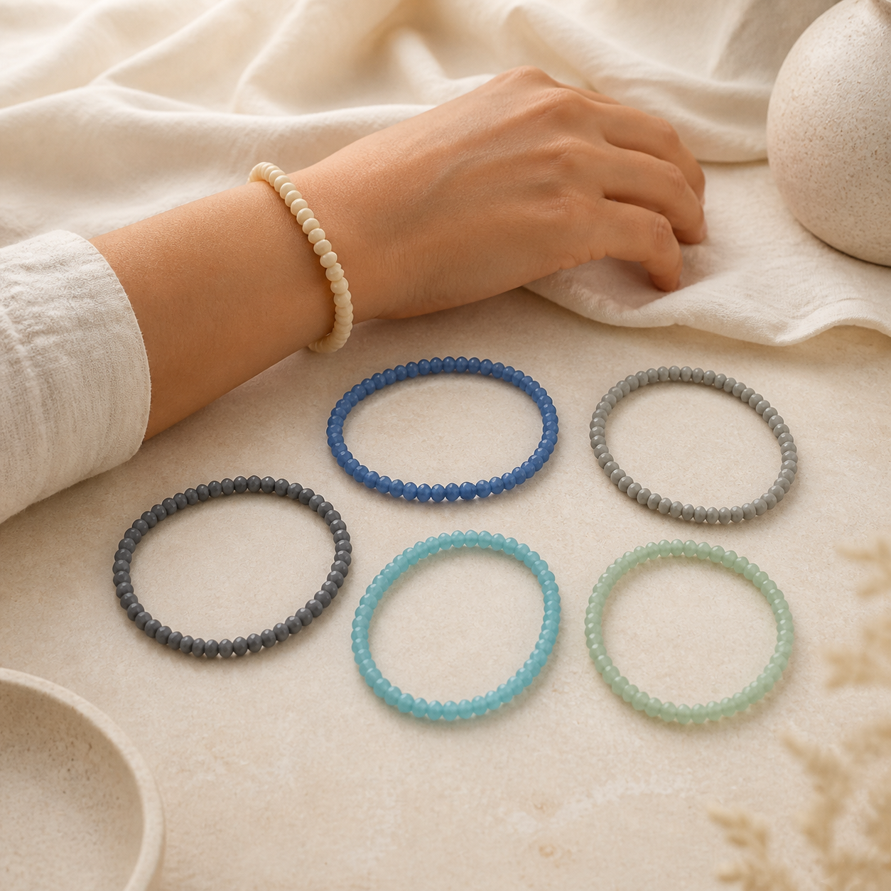 Pastel Matte Beaded Stretch Bracelet Set for Women Stackable Fashion Jewelry Style