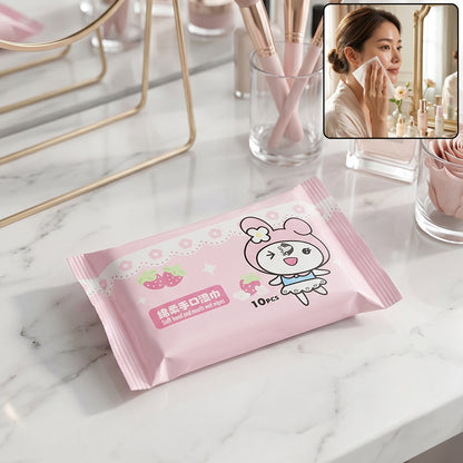 Cartoon Printed Soft Wet Wipes Pack of 10
