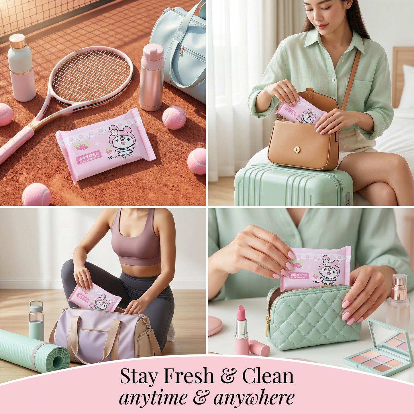 Soft wet wipes with cartoon print packaging