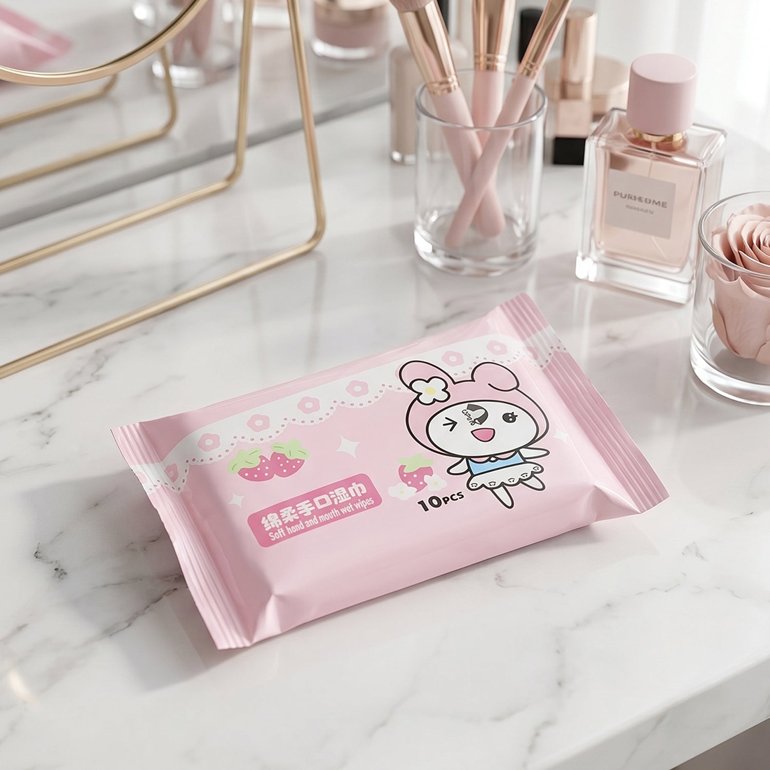 Cartoon printed wet wipes used for hand cleaning