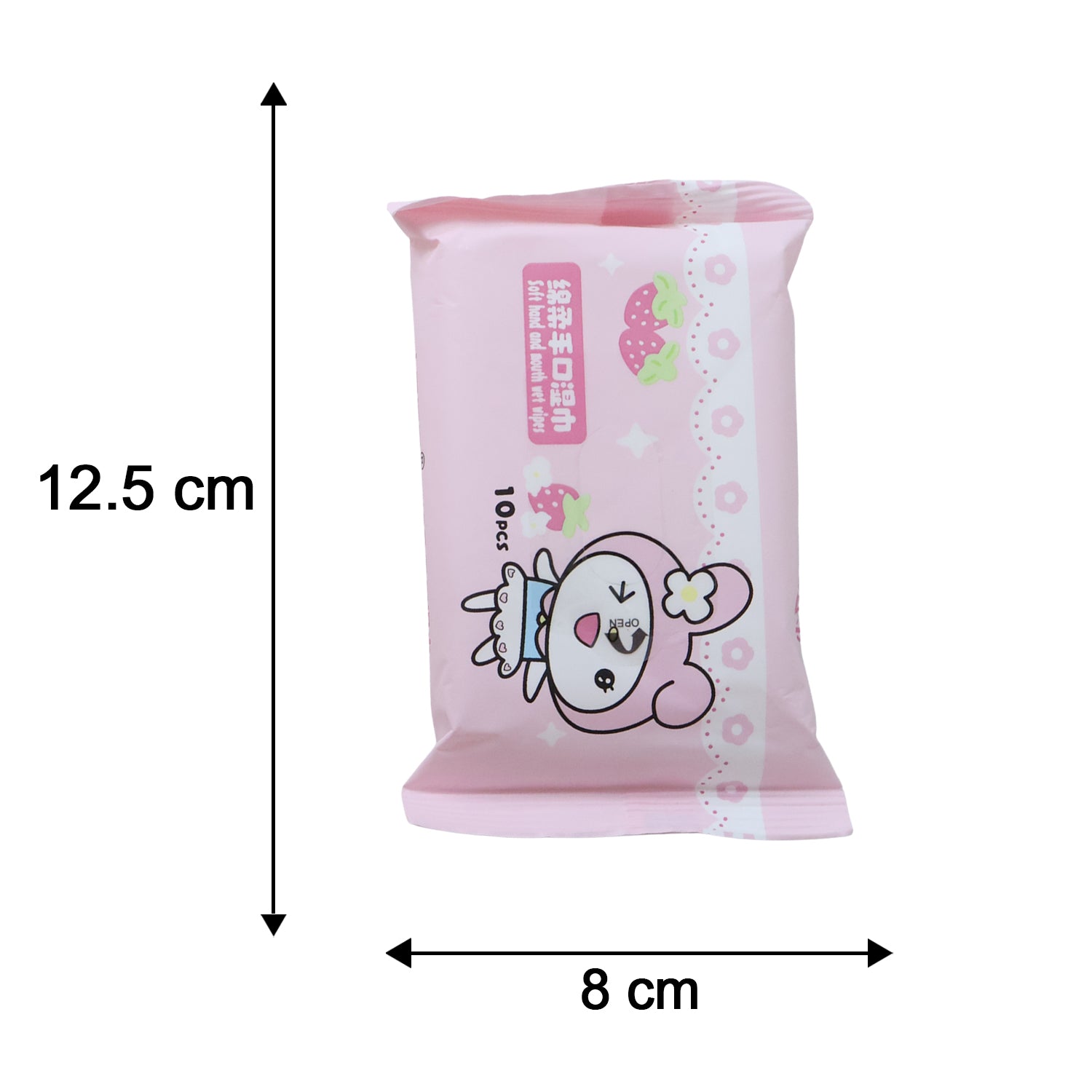 Size reference image for cartoon printed wet wipes pack