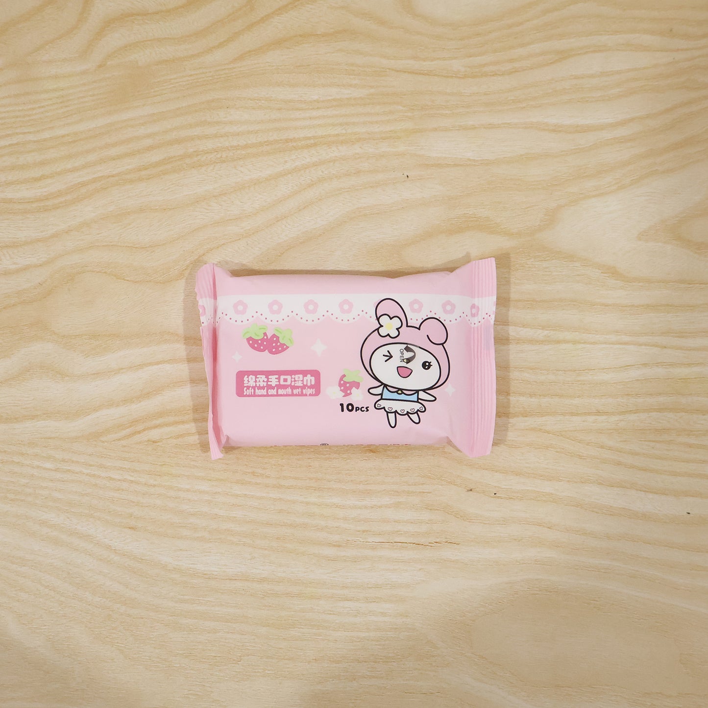 Cartoon Printed Soft Wet Wipes in use