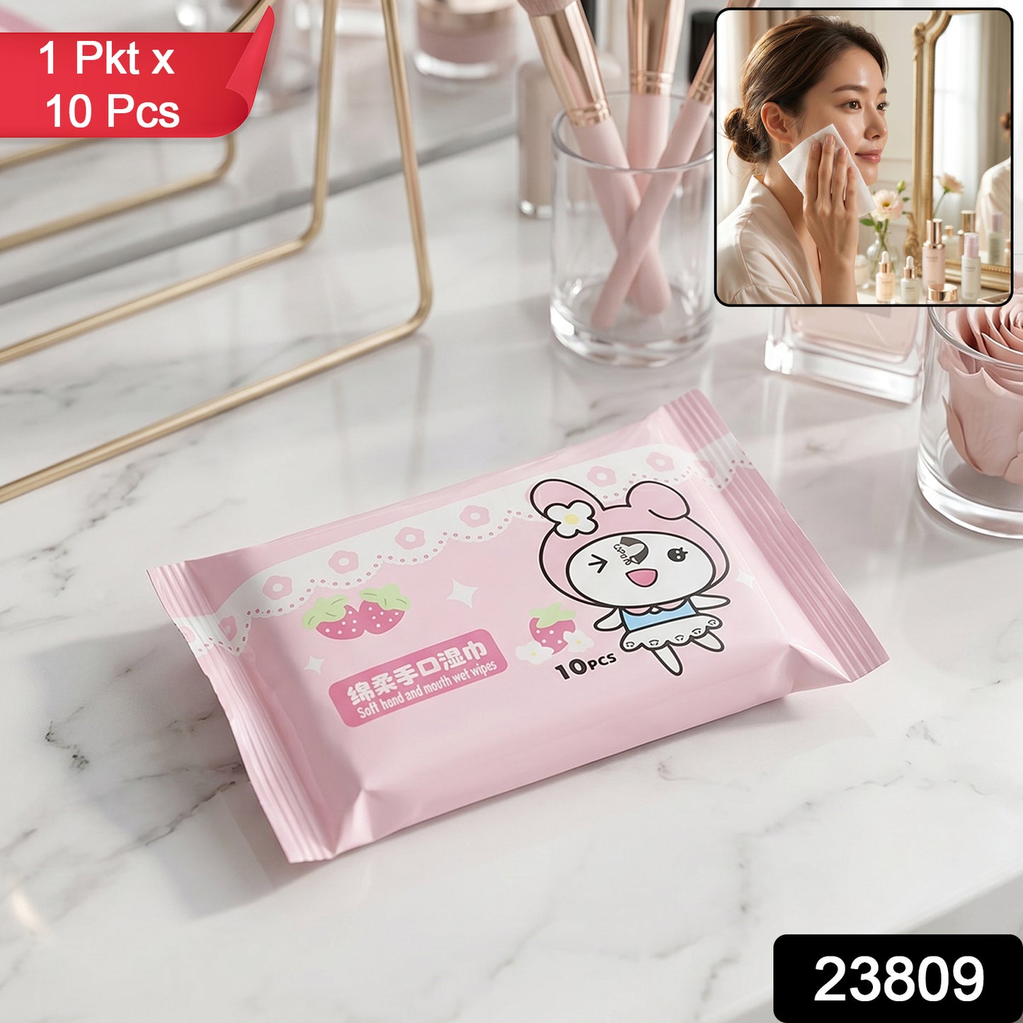 Close-up of Cartoon Printed Soft Wet Wipes packaging