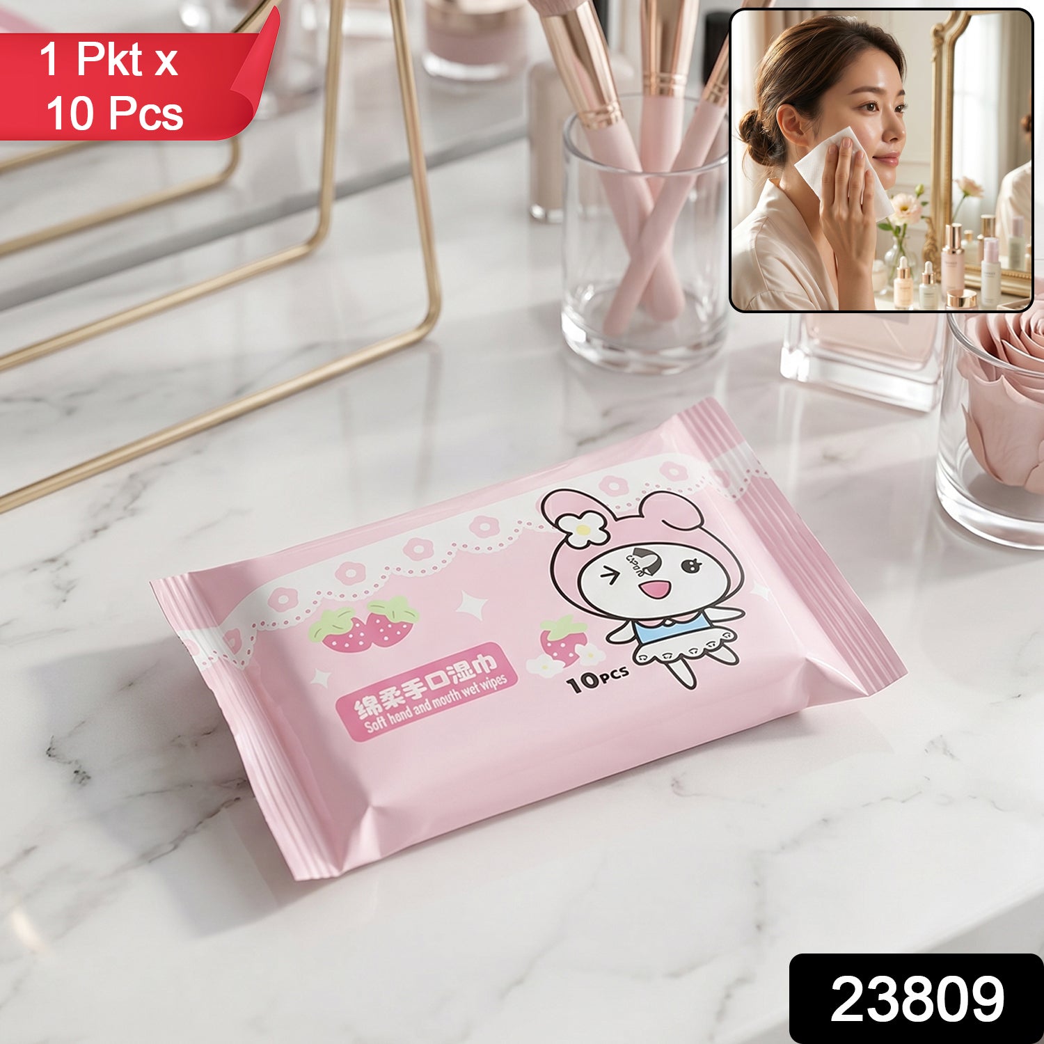 Close-up of Cartoon Printed Soft Wet Wipes packaging