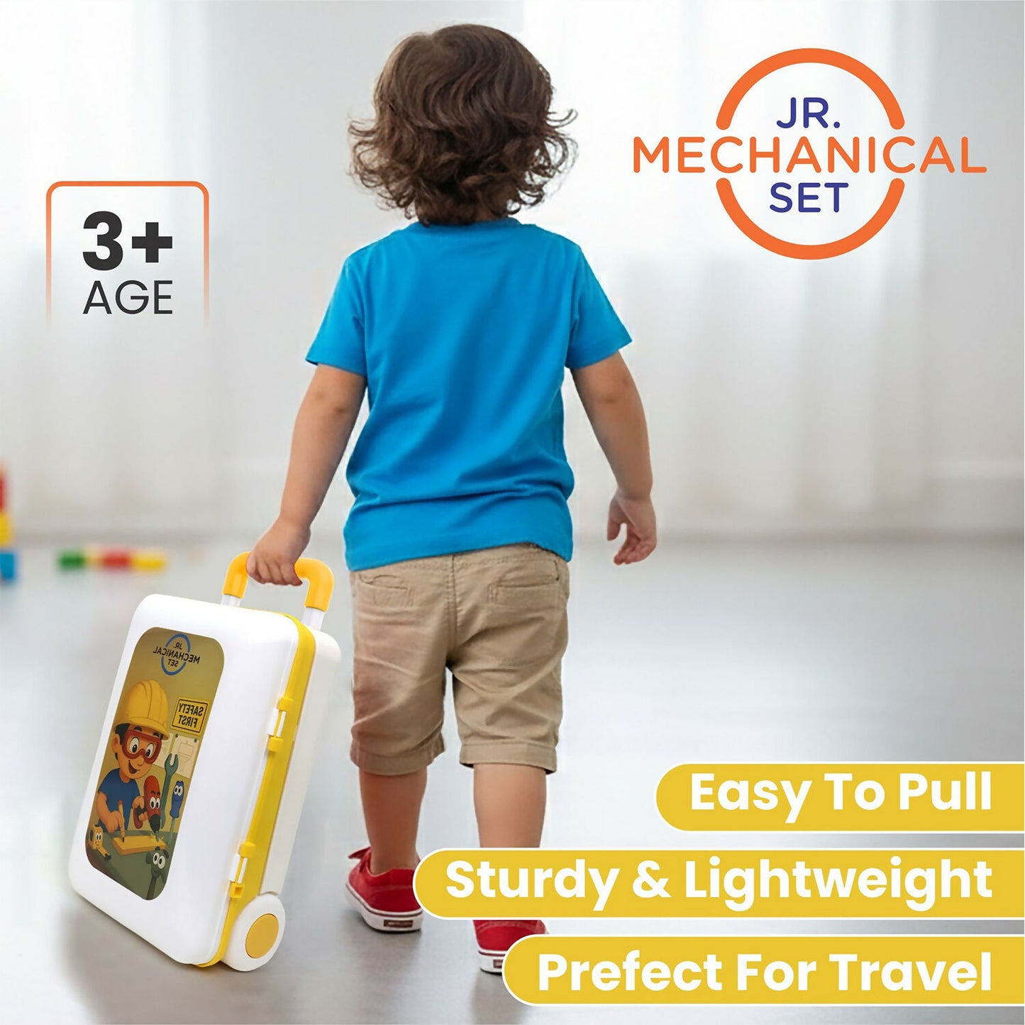 Colorful kids tool trolley kit storage case closed