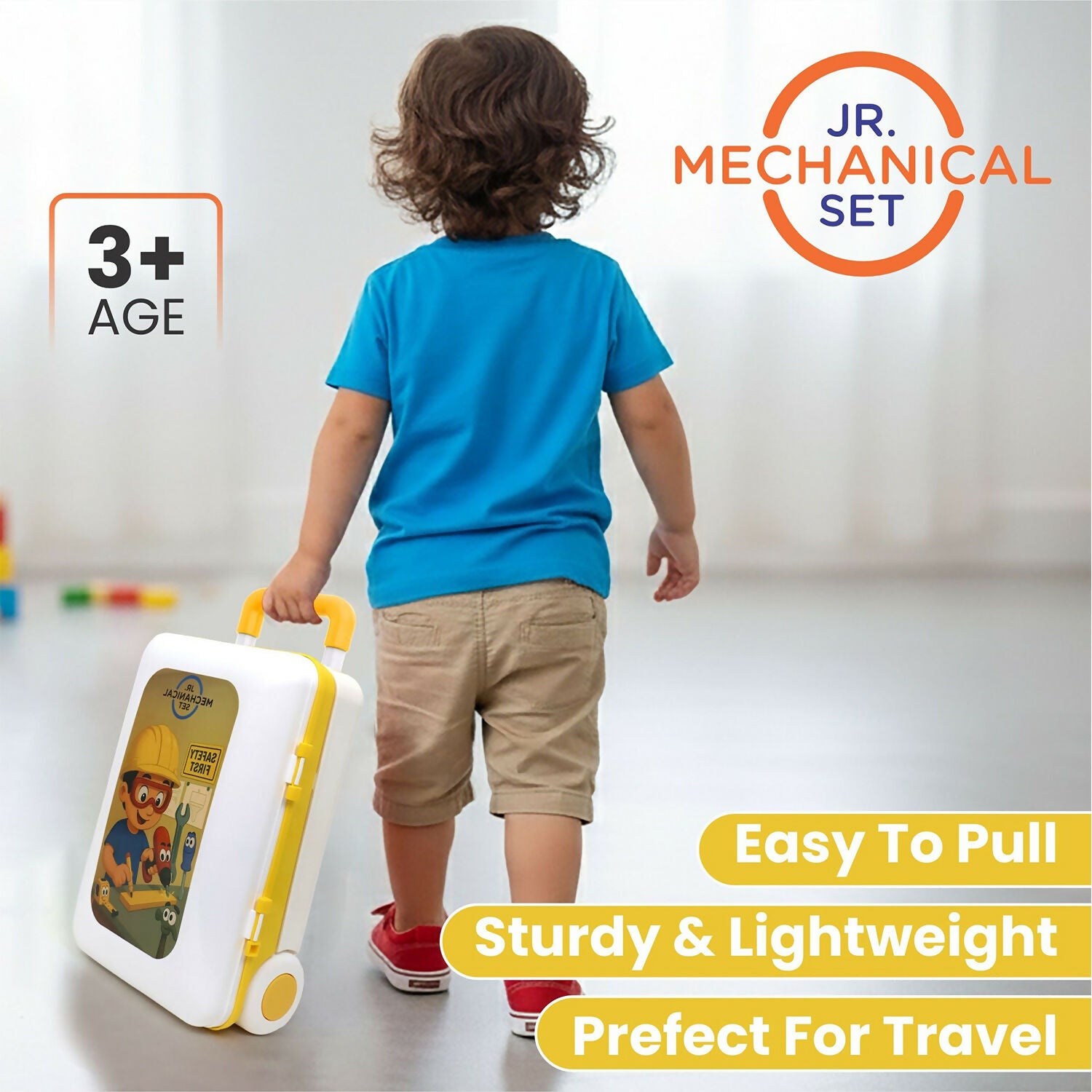 Colorful kids tool trolley kit storage case closed