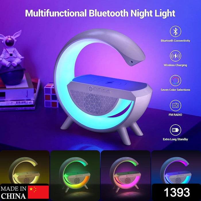 1393   3-in-1 Multi-Function LED Night Lamp with Bluetooth Speaker, Wireless Charging, for Bedroom for Music, Party and Mood Lighting - Perfect Gift for All Occasions blootuth speaker (Media Player)