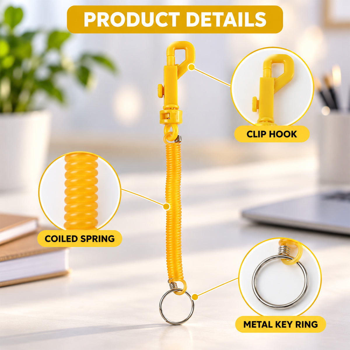 Retractable Keychain – Durable Coiled Key Holder with Carabiner