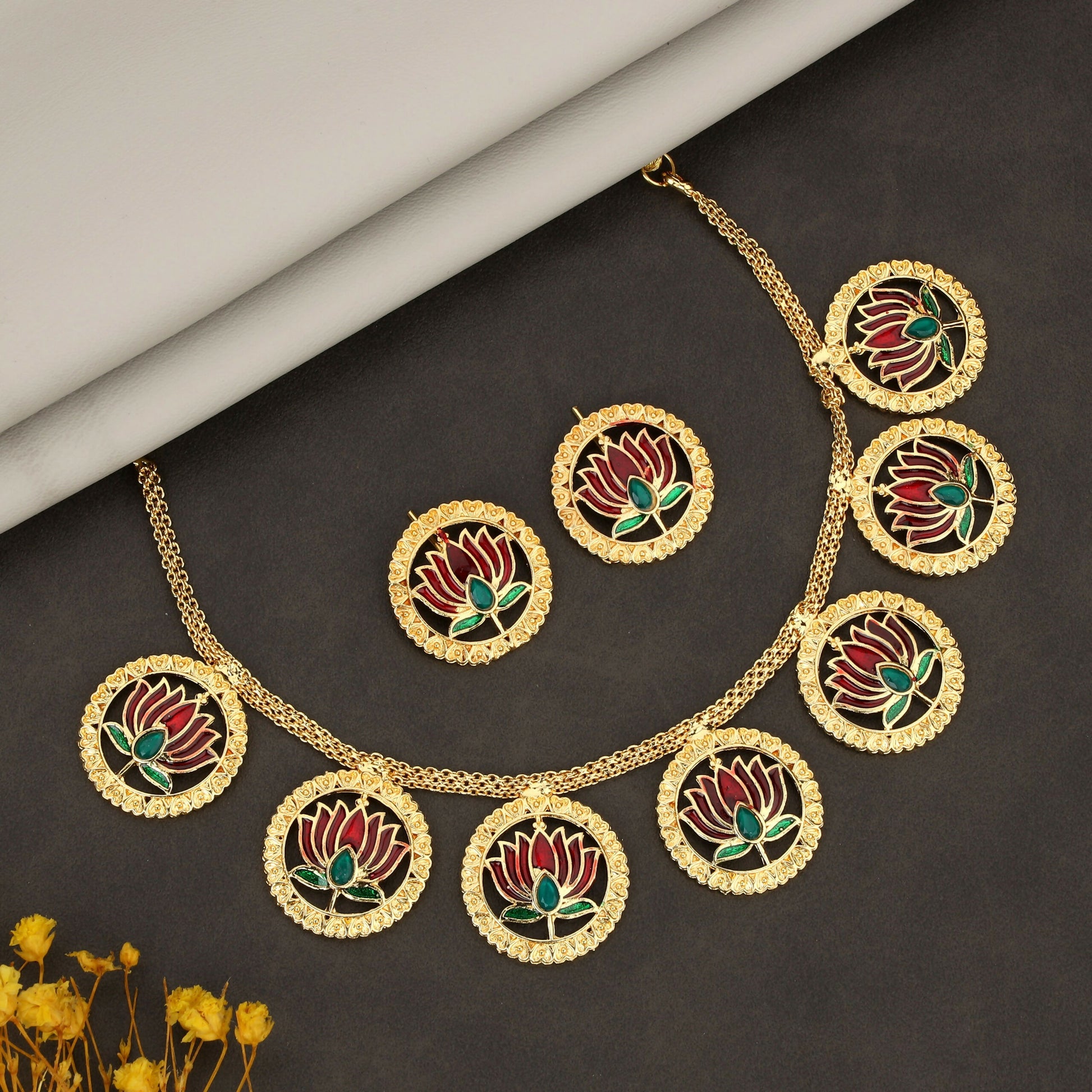 Temple Jewellery Lakshmi Coin Choker with Jhumka Earrings