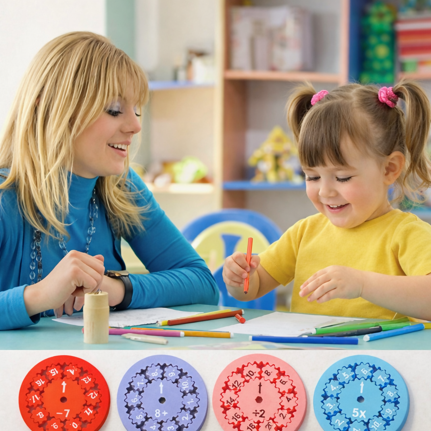 Educational math fidget spinner showing number learning and multiplication game