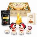 Diwali Gift Hamper with Choco Magic Pouch, LED Taper Candles, Tealights & Decor