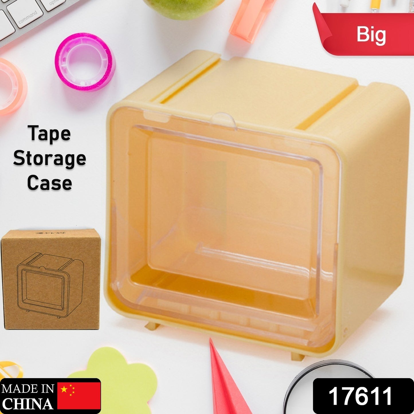 Durable Transparent Tape Storage Box – Plastic Office Organizer