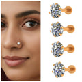 Gold Plated Diamond Nose Pin – Classic Screw Stud Combo Pack of 4