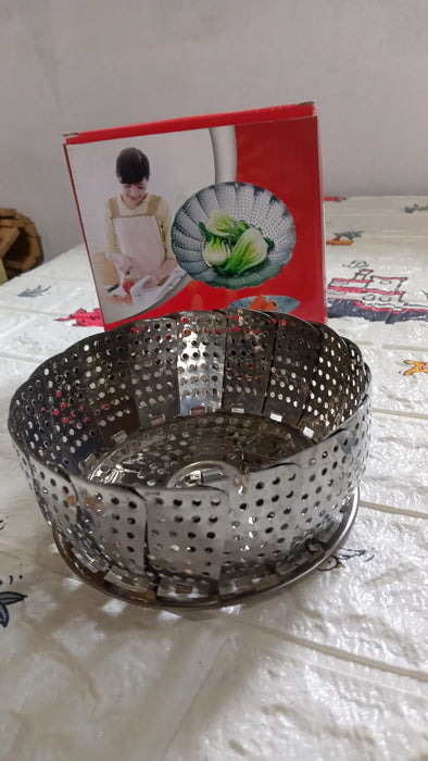 Unique Design Stainless-Steel Heaviest vegetable ,Cooking Foldable Steamer Basket for Kitchen Utensils/Dish Drying Rack/Plate Stand/ Basket