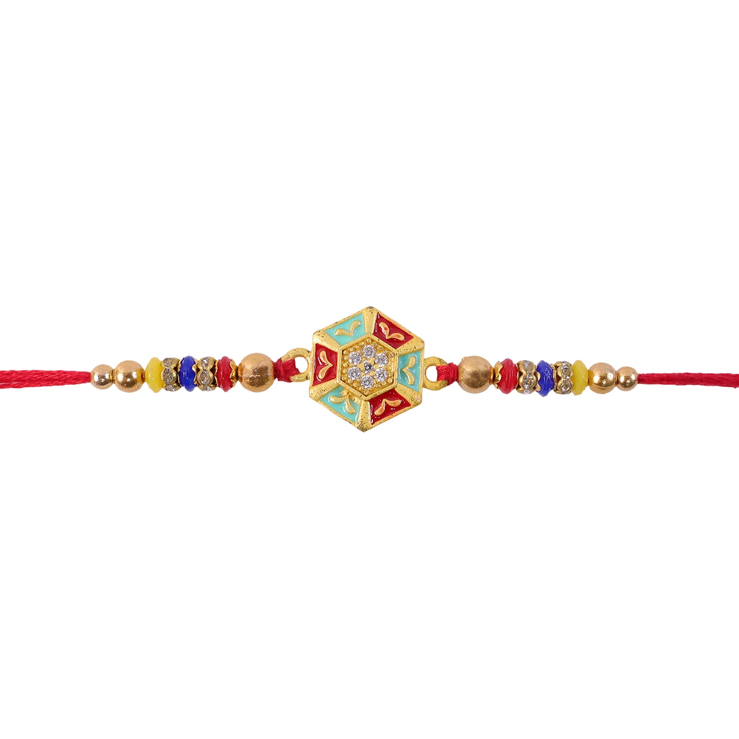 Golden Snowflake Crystal Designer Rakhi for Brother, Lavender Beads Gift