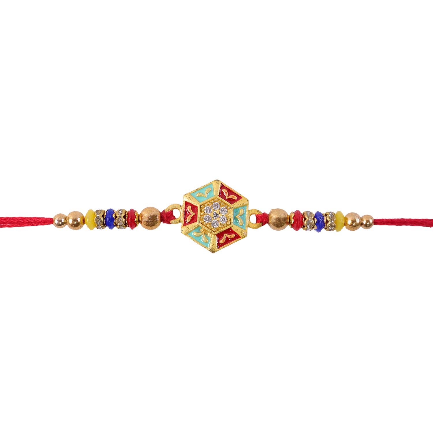 Golden Snowflake Crystal Designer Rakhi for Brother, Lavender Beads Gift