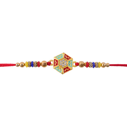 Golden Snowflake Crystal Designer Rakhi for Brother, Lavender Beads Gift