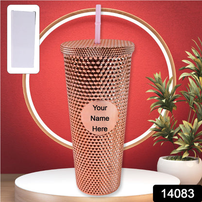 Customize Studded Cup Tumbler Straw Lid - Plastic Double Walled Cold Cup for iced Coffee