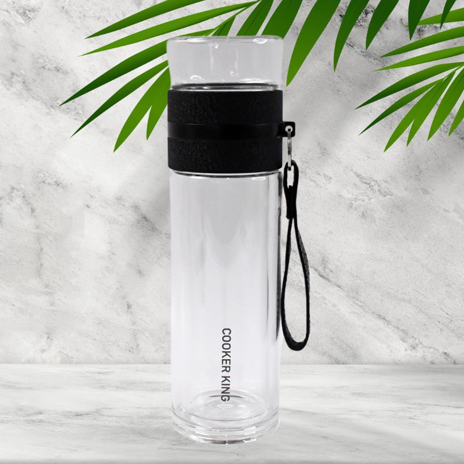 Outdoor Sport Glass Water Bottle With Steel Lid / 500 Ml Approx)