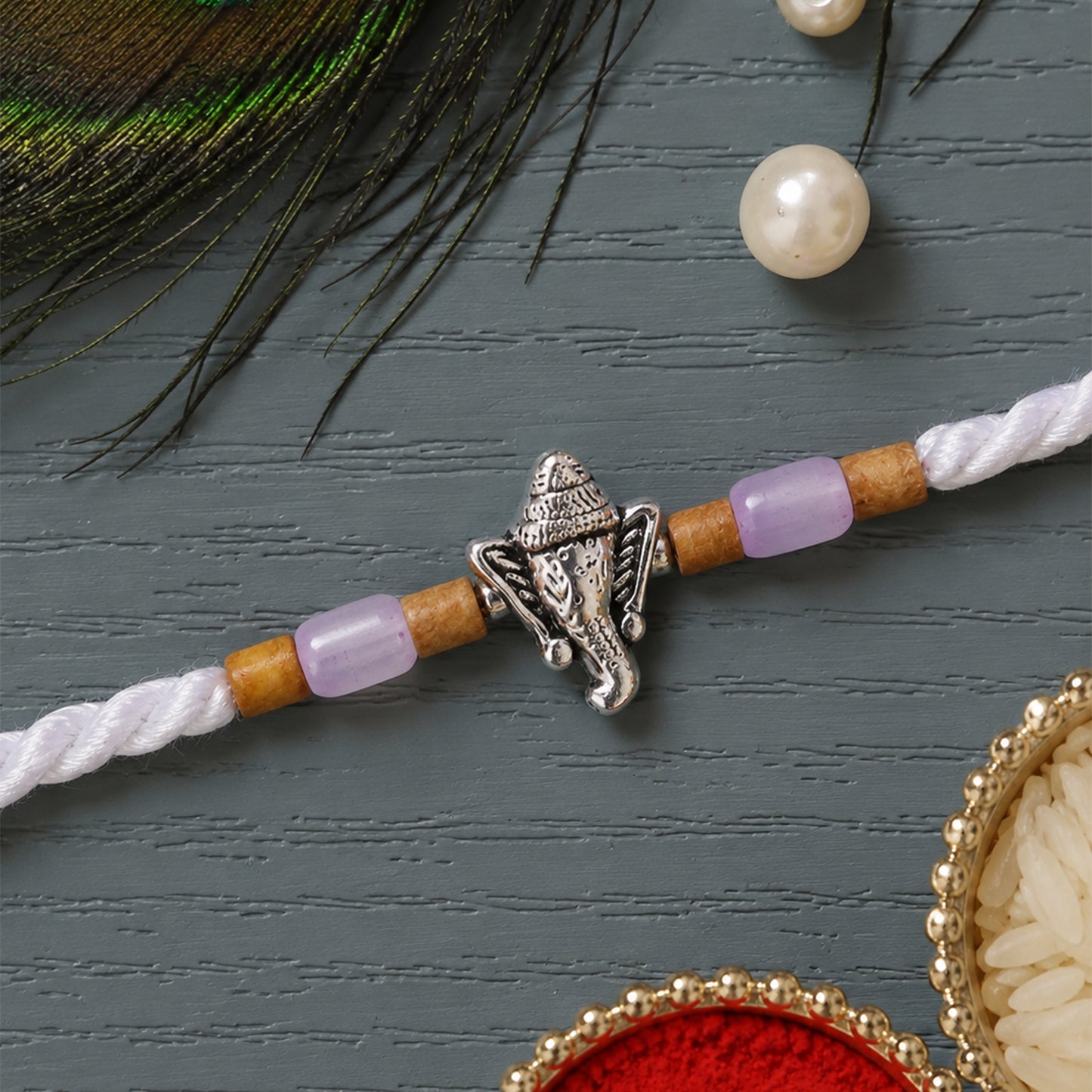 Elegant Diamond Look Rakhi with Shiny Centre and Refined Raksha Bandhan Styling