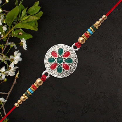 Rakshabandhan Silver Plated Floral Rakhi Traditional & Elegant (5pcs)