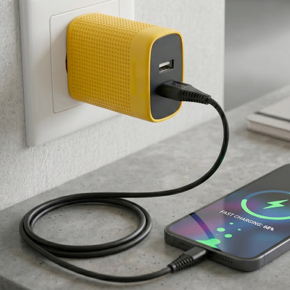 18W Dual USB Fast Charging Wall Charger Adapter with Free Type C Cable