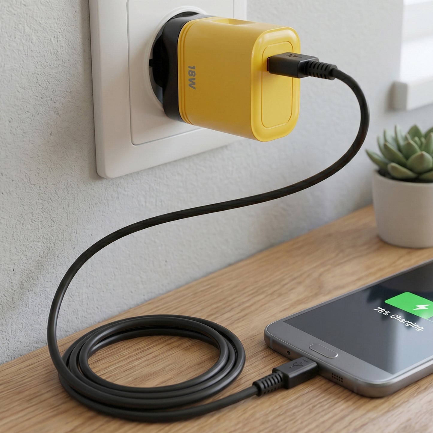 18W Fast Charging USB Wall Charger Adapter with Free Micro USB Cable